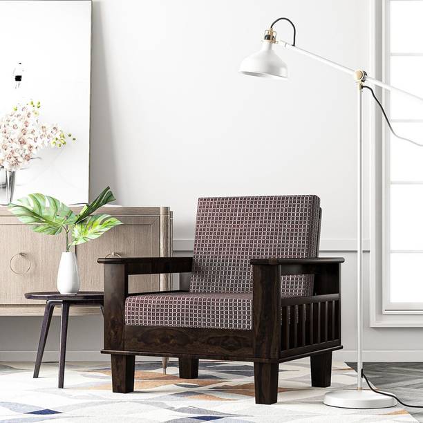 saamenia furnitures Solid Wood Sheesham Wood 1 Seater Sofa For Living, Waiting , Guest Room/ Office| Fabric 1 Seater  Sofa