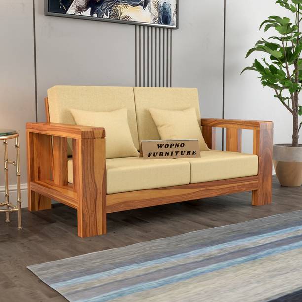 Wopno Furniture Pure Sheesham Wooden 2 Seater Sofa for Living Room and Home\Office Fabric 2 Seater  Sofa