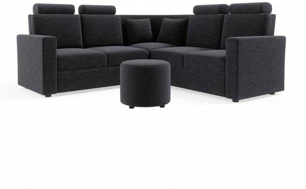 Sekar Lifestyle L Shape Corner [Normal Handles] With Round Moda Fabric Fabric 4 Seater  Sofa