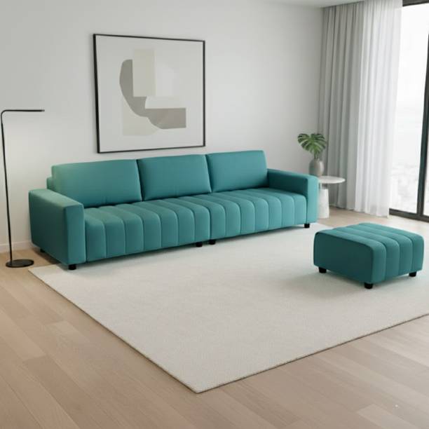 WAKESURE Premium Quality Velvet Fabric 4 Seater  Sofa