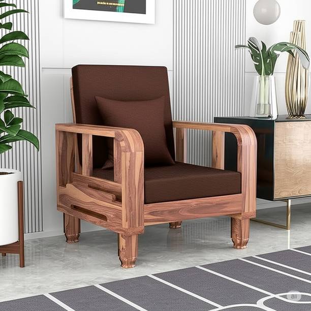 Kendalwood Furniture Solid Wood 1 Seater Wooden Sofa set for living Room Furniture Fabric 1 Seater Sofa