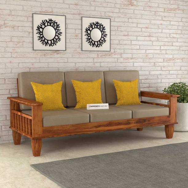 saamenia furnitures Solid Sheesham Wood Three Seater Sofa Set For Living Room ,Office , Hotel , Cafe Fabric 3 Seater  Sofa