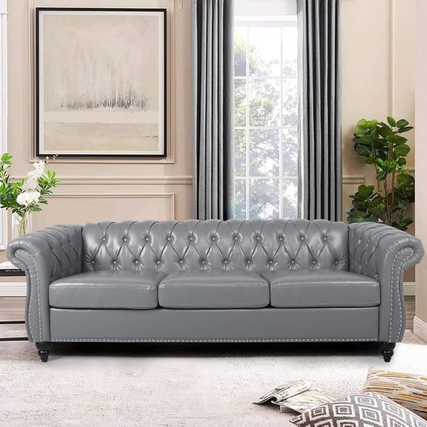 IRONIC HOUSE Chesterfield Sofa Button Tufted, Classic Style, Tuffted Fabric 3 Seater  Sofa