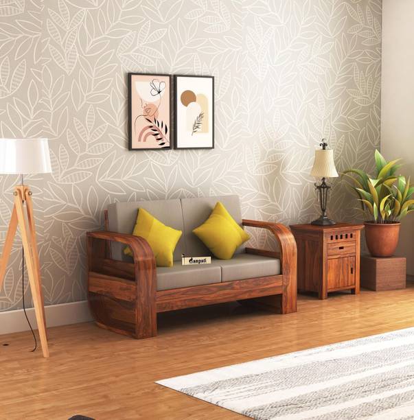 Ganpati Arts Crew Sheesham Wood Spacious Sofa for Living Room/Home/Office Fabric 2 Seater  Sofa