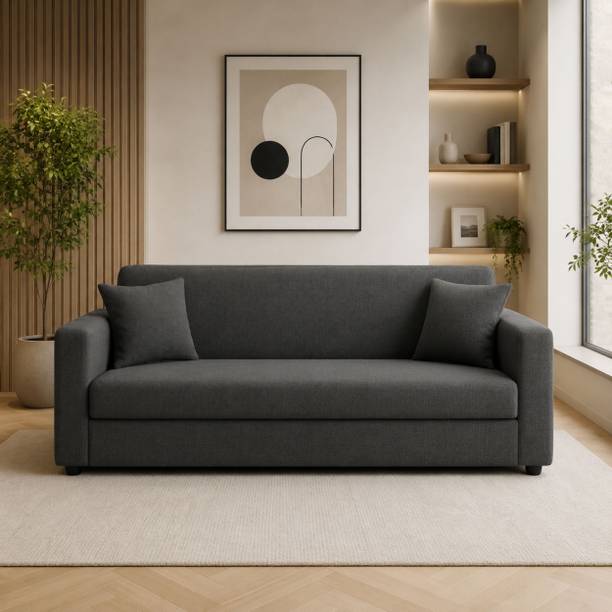 WAKESURE Premium Quality Jute Fabric 3 Seater  Sofa