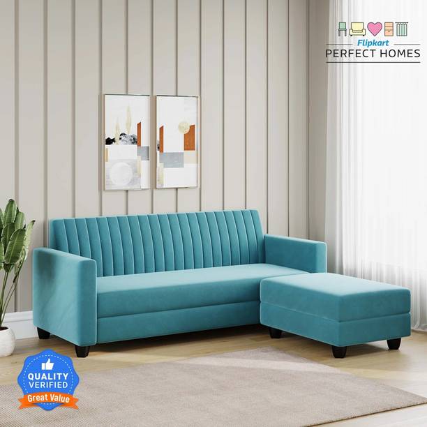Flipkart Perfect Homes Rengovo 3 Seater Sofa with Ottoman ll For Living Room Aesthetics and Comfortable Fabric 4 Seater  Sofa