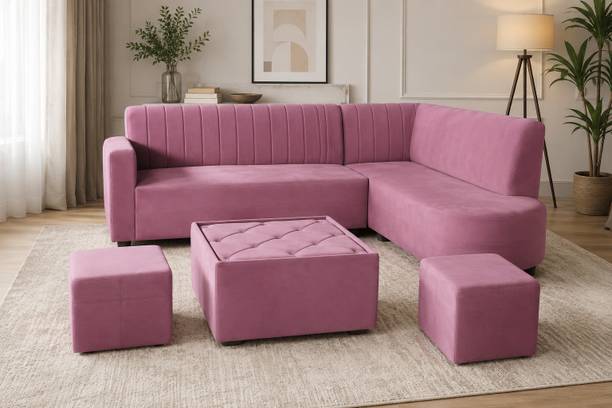 G-OMEN Majesty Premium Seude Velvet Mosha Fabric 8 Seater Sofa