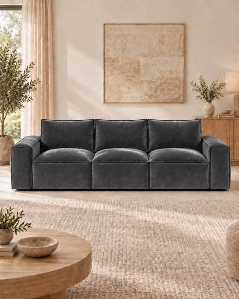 Sleepily Orlena Premium Velvet Fabric 3 Seater  Sofa