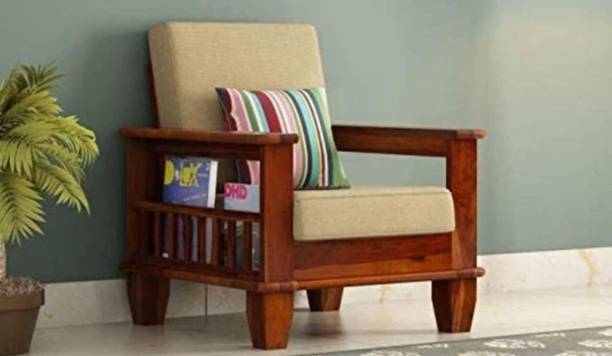 Utkarsh Premium Solid Sheesham Wooden 1 Seater Sofa For Living Room Fabric 1 Seater  Sofa