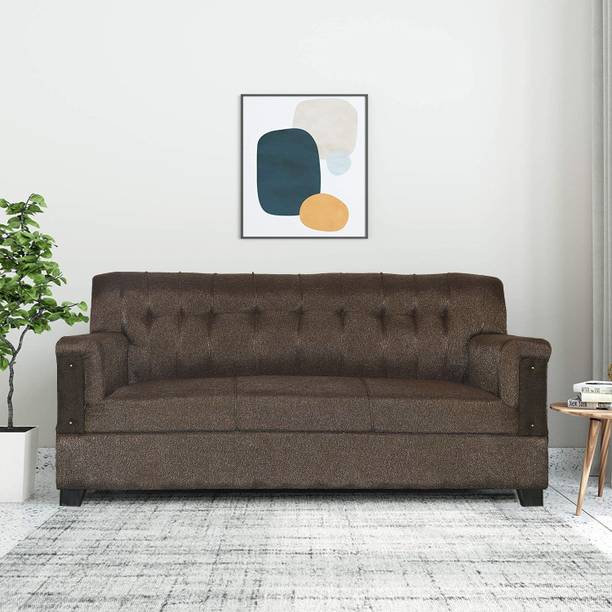 WAKESURE Premium Quality Jute Fabric 3 Seater  Sofa