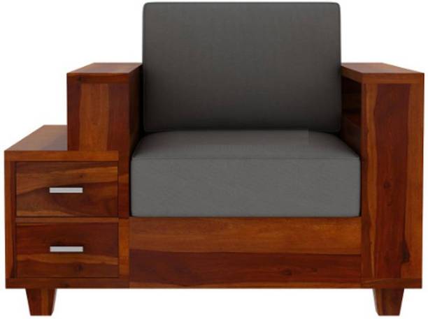 DIVESHIKA ART Sheesham Wood One Seater Sofa Sectional With Two Storage Drawer For Living Room| Fabric 1 Seater  Sofa