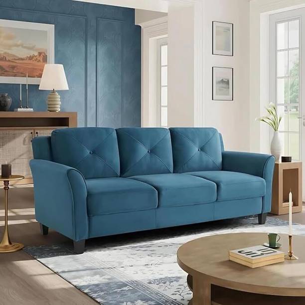 SofaInterio Modera 3 Seater Polyster Blue Comfortable Sofa Living room Fabric 3 Seater  Sofa