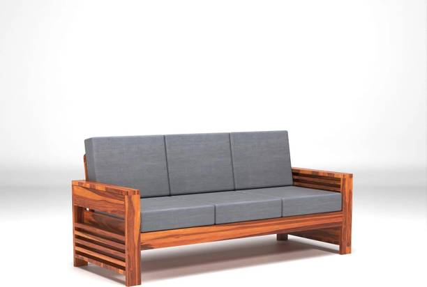 saamenia furnitures Solid Sheesham Wood 3 Seater Sofa { 40 Density Foam And Without Pillow } Fabric 3 Seater  Sofa