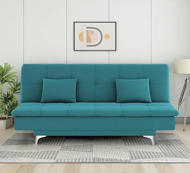 Comfort Zone Hub 3 Seater Sofa Cum Bed Suede with 2 Cushions Suitable for All Indoor Solid Wood 3 Seater  Sofa