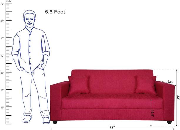 Flipkart Perfect Homes Bergen Fabric 3 Seater  Sofa
