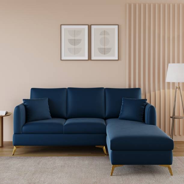 ARRA Zara Velvet Fabric 5 Seater Right Facing L Shape Corner Sofa Fabric 5 Seater  Sofa