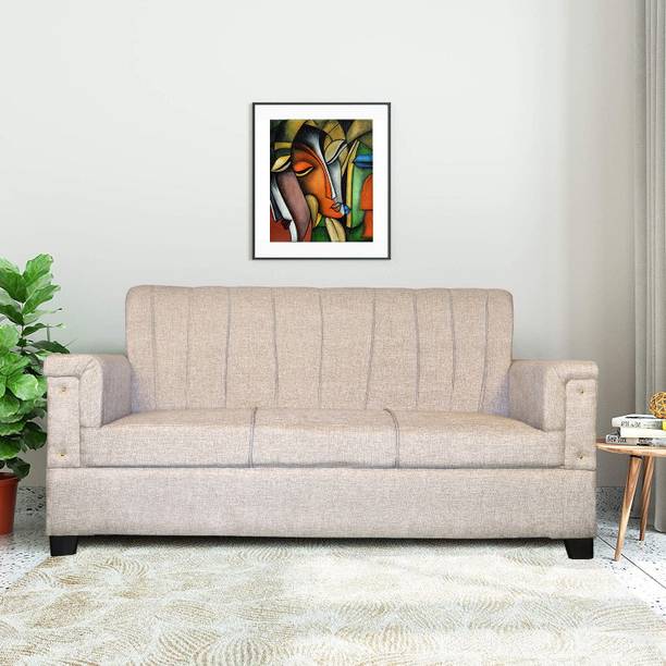 WAKESURE Premium Quality Jute Fabric 3 Seater  Sofa