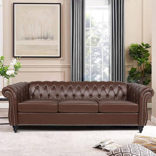 IRONIC HOUSE Chesterfield Sofa Button Tufted, Classic Style, Tuffted Fabric 3 Seater  Sofa