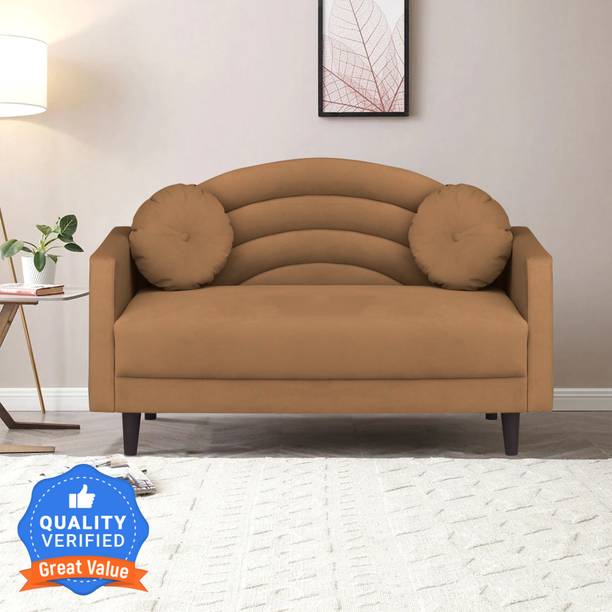 ARRA Rainbow Two Seater Sofa Round Quilted Back with Soft Velvet Fabric Fabric 2 Seater  Sofa