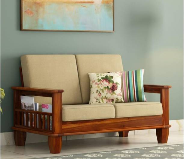 chicwoodz Rosewood (Sheesham) Living Room & Office Fabric 2 Seater  Sofa