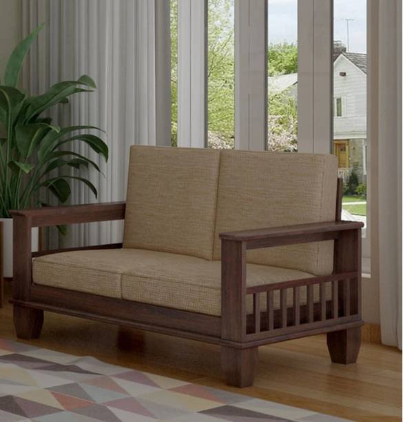 Ganpati Arts Solid Wood 2 Seater Sofa For Home Living Room Guest Room Office/ 1-Year Warranty Fabric 2 Seater  Sofa