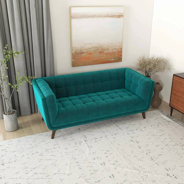 Torque Louis 2 Seater Fabric Sofa For Living Room| Bedroom| Office - Green Fabric 2 Seater  Sofa