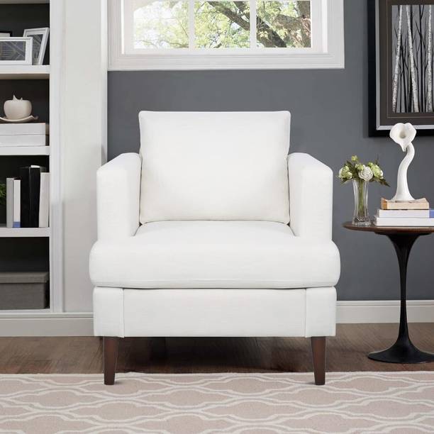 Manorekha Solid Wood Framed Upholstered One Seater Fabric Sofa For Living Room | Office | Fabric 1 Seater  Sofa
