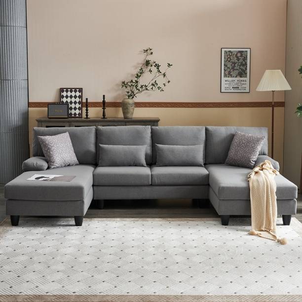Apostate Arnob 6 Seater U shaped Sectional Sofa For Living Room Fabric 6 Seater  Sofa