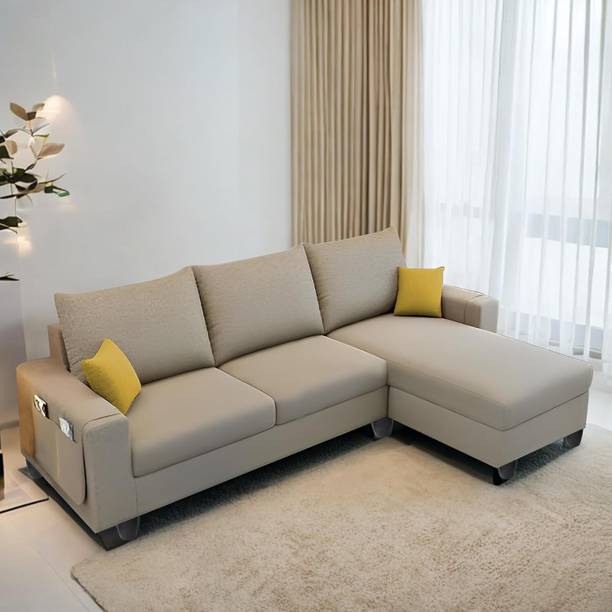 TrueValue Sassy RHS L Shape Sofa Premium Quality Velvet Fabric 4 Seater  Sofa