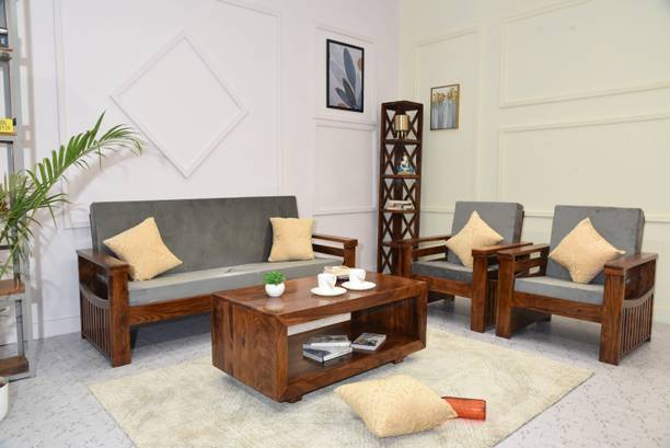 Wooddecor Solid Wood 3 Seater  Sofa