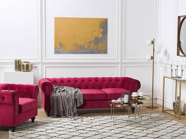 India wood mart Modern Sofa,Rolled Arm Sofa for Living Room,Bedroom,Office,Apartment,Small Space Leather 3 Seater  Sofa