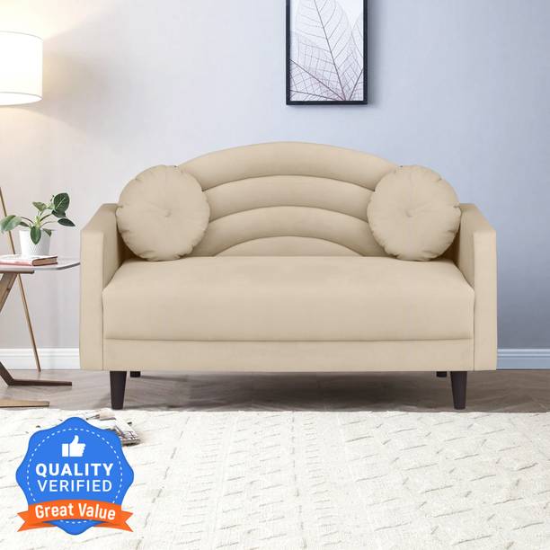 ARRA Rainbow Two Seater Sofa Round Quilted Back with Soft Velvet Fabric Fabric 2 Seater  Sofa