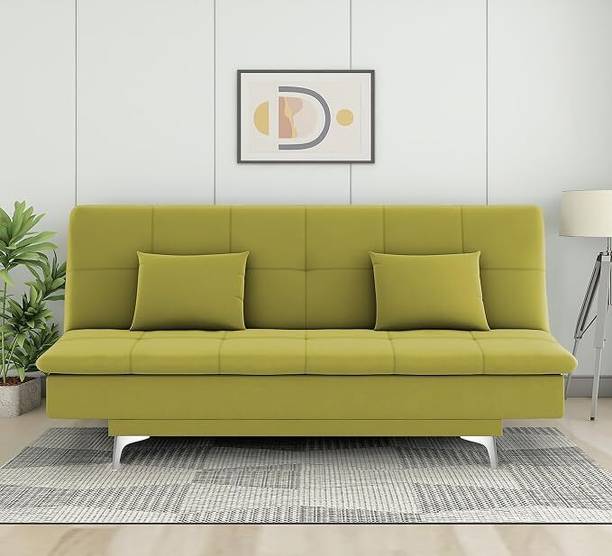 Comfort Zone Hub 3 Seater Sofa Cum Bed Suede with 2 Cushions Suitable for All Indoor Solid Wood 3 Seater  Sofa
