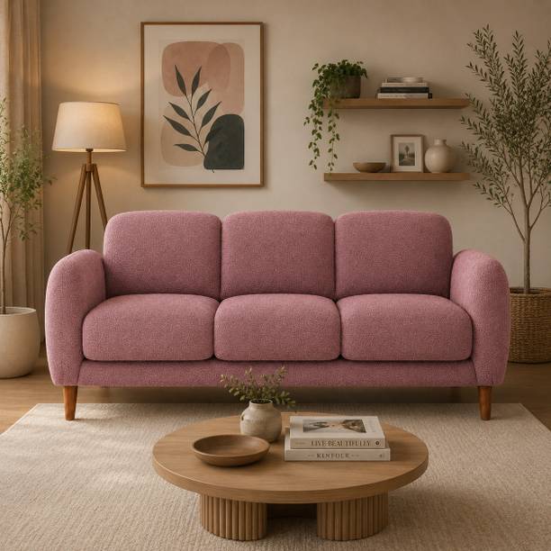 CARLTON LONDON New York boucle Fabric 3 Seater Sofa In Rose Pink Fabric 3 Seater  Sofa
