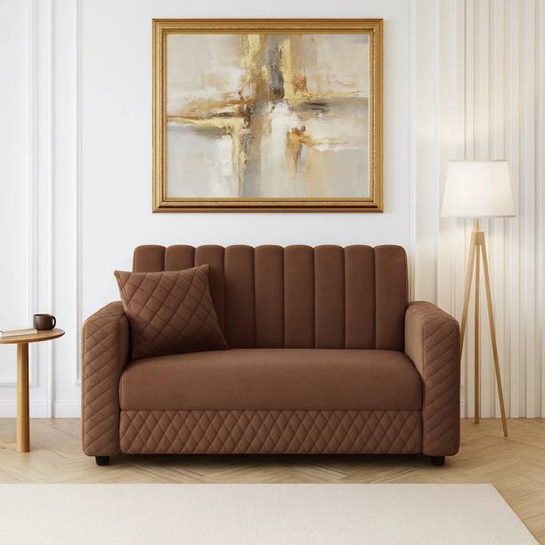 WAKESURE Premium Quality Velvet Fabric 2 Seater  Sofa