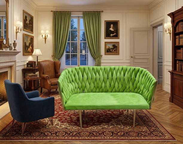 themerchantstore Designer metal frame sofa for home,lobby,restaurant,event,villa Fabric 2 Seater  Sofa