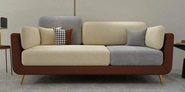 Phirkcraft 3 Seater Sofa Set for Living Room | 3-Person Upholstered Velvet Fabric Sofa Fabric 3 Seater Sofa