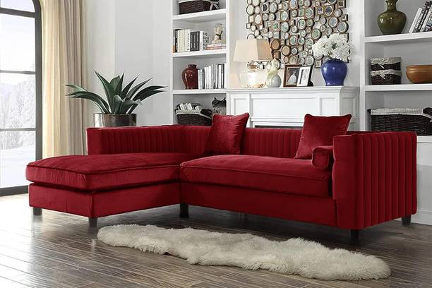 Dr Smith L Shape Chesterfield Fabric Velvet Corner Sofa Set Fabric 4 Seater  Sofa