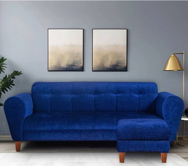 Seventh Heaven Milan with Ottoman, Chenille Molfino Fabric 4 Seater  Sofa