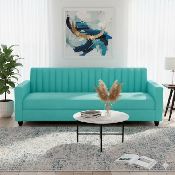 WAKESURE Premium Quality Velvet Fabric 3 Seater  Sofa