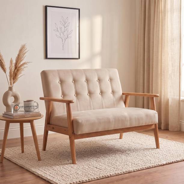 DecorNation Solid Wood 2 Seater  Sofa