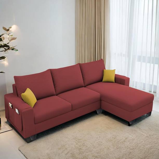 TrueValue Sassy RHS L Shape Sofa Premium Quality Velvet Fabric 4 Seater  Sofa