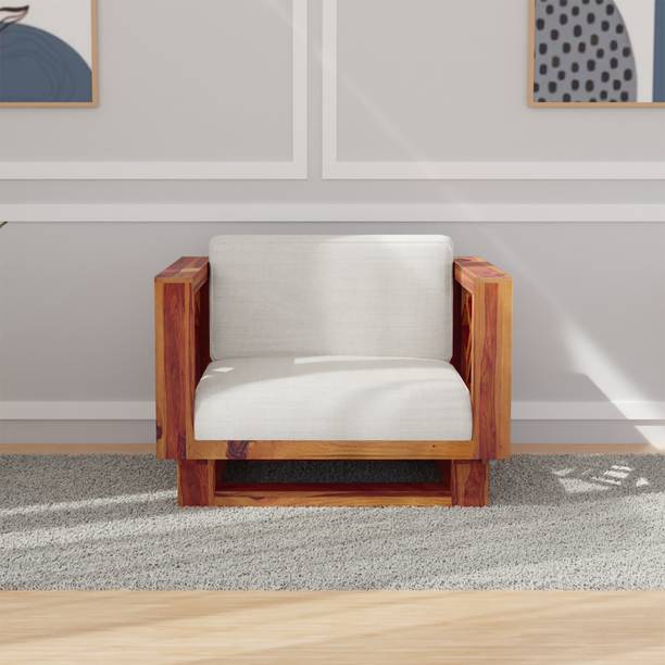 Wakeup India Cushy lounger Sofa | Sheesham Wood Fabric 1 Seater  Sofa