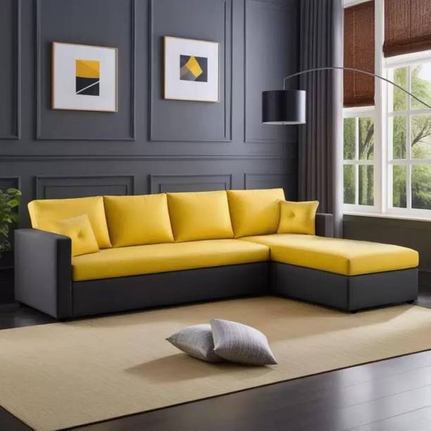 THE CEATSPOT Premium Quality RHS L Shape Sofa For Living Room, Bedroom, And Office Velvet Fabric 6 Seater  Sofa