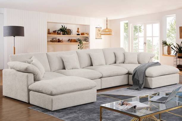 BambooBay Fabric 6 Seater  Sofa