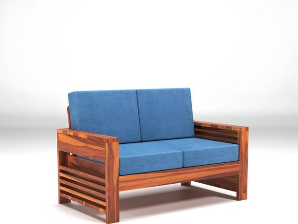saamenia furnitures Solid Sheesham Wood 2 Seater Sofa { 40 Density Foam And Without Pillow } Fabric 2 Seater  Sofa