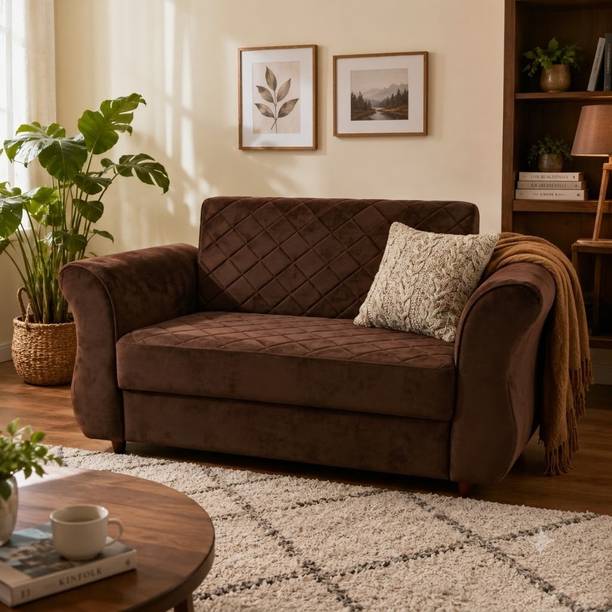 SNUZSPACE Marcello Premium Velvet fabric with Modern Space-Saving Design Fabric 2 Seater Sofa