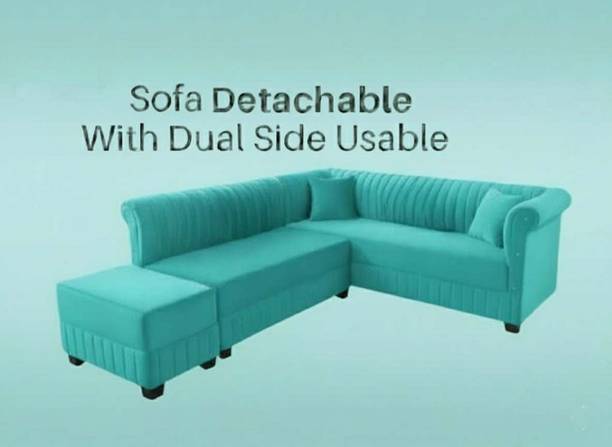 Sleep Art Detachable L Shape Velvet Sofa | Dual Side Usable | Comfortable Seating Fabric 6 Seater  Sofa