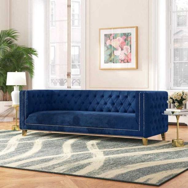 India wood mart WOODEN MODERN SOFA FOR LIVING ROOM WOODEN SOFA Fabric 3 Seater  Sofa