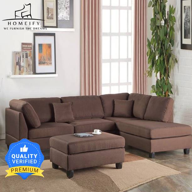 Homeify Alaska Fabric 5- to 6-Seater Sofa L Shape Sofa Set For Living Room Fabric 6 Seater  Sofa